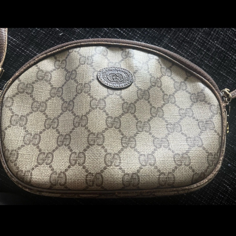 Gucci Beige and Brown Monogram Shoulder Bag